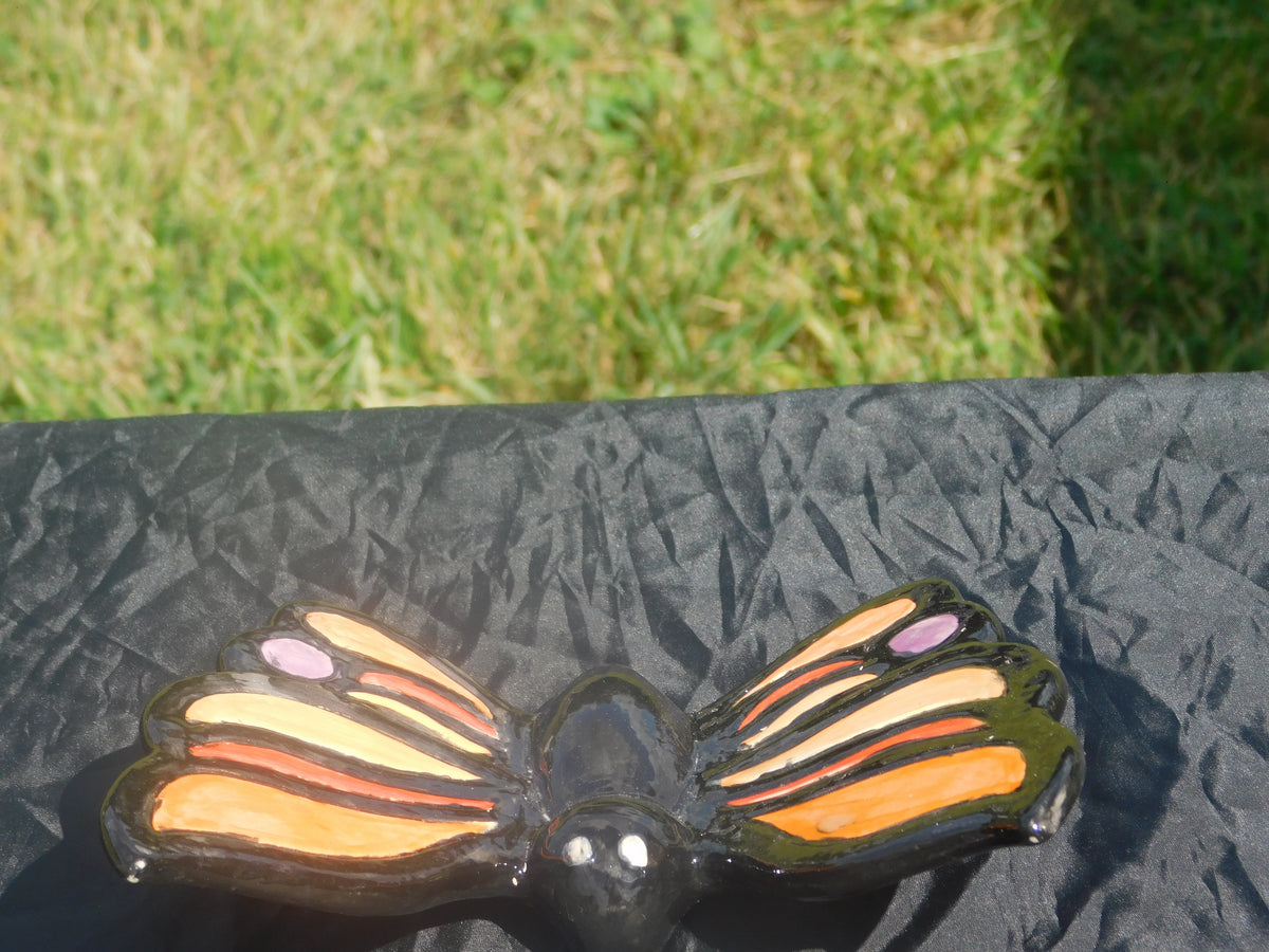 Hand-Painted Colorful Ceramic Butterfly Trinket Dish