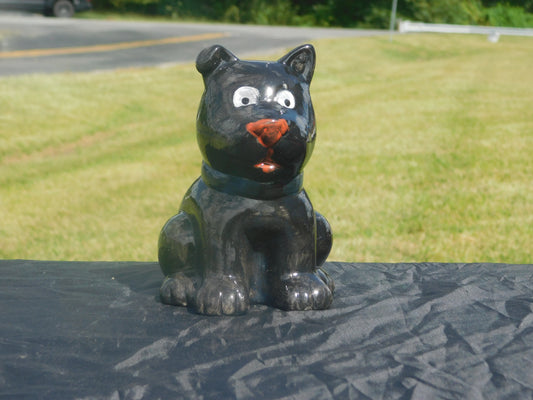 Charming Hand-Painted Ceramic Black Dog Figurine