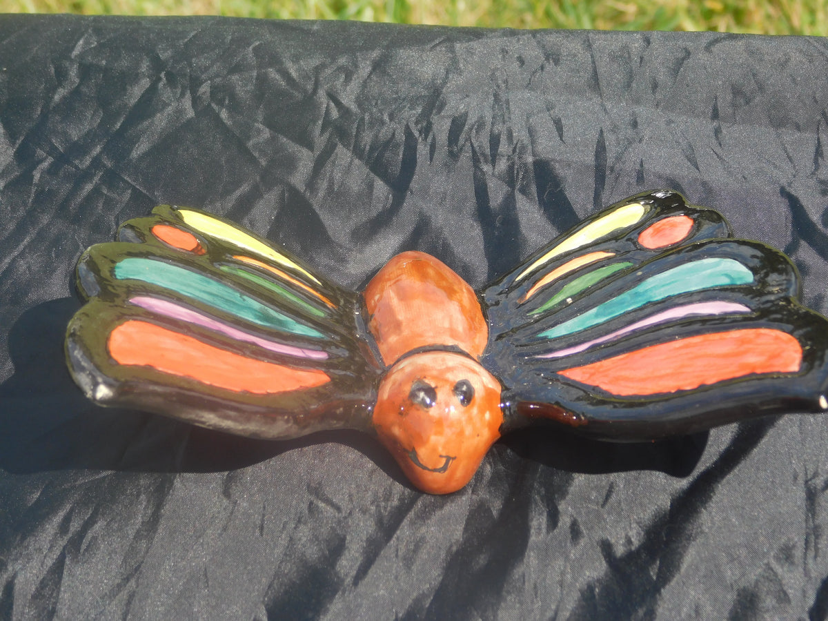 Hand-Painted Colorful Ceramic Butterfly Trinket Dish