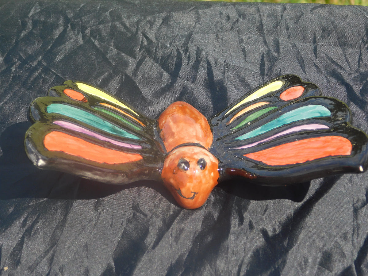 Hand-Painted Colorful Ceramic Butterfly Trinket Dish