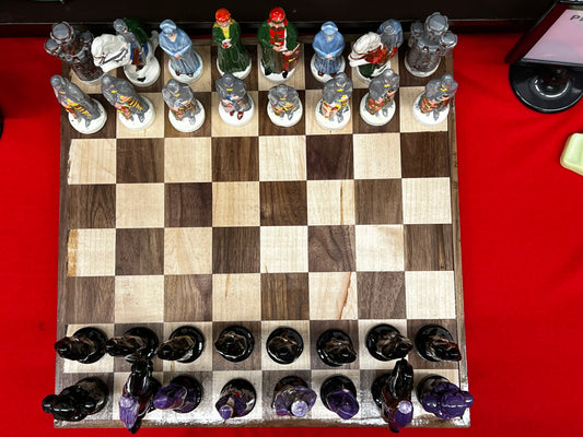 Chess Set Camelot Hand-Painted Ceramic Chess Pieces Wooden Chess Board
